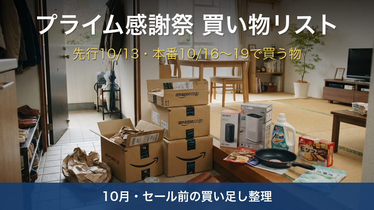 【2026】Amazonプライム感謝祭で失敗しない買い物リスト｜先行10/13・本番10/16〜19の準備