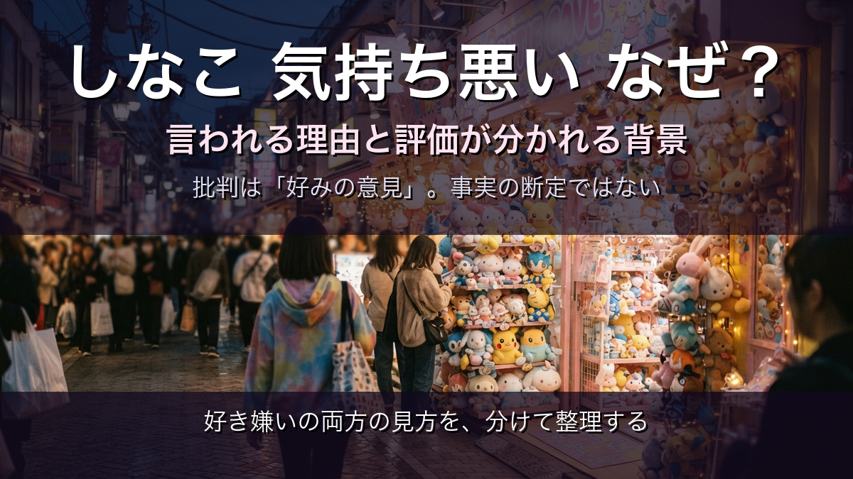 しなこはなぜ気持ち悪いと言われる？嫌い・きもいの声と評価が分かれる理由【2026年】