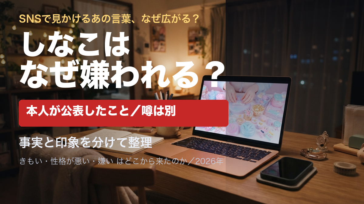 しなこはなぜ嫌われる？きもい・性格が悪いと言われる理由と、本人が公表したことを分けて整理