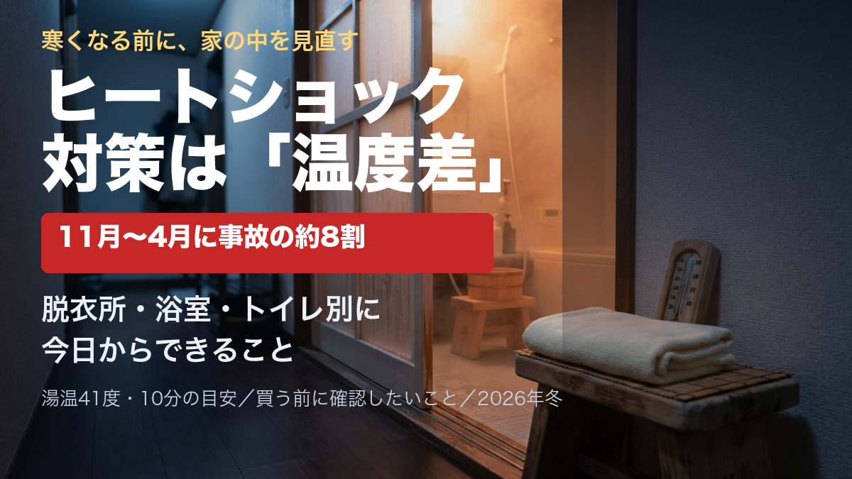 ヒートショック対策は「温度差を減らす」が9割｜脱衣所・浴室・トイレで今すぐできること【2026年冬】